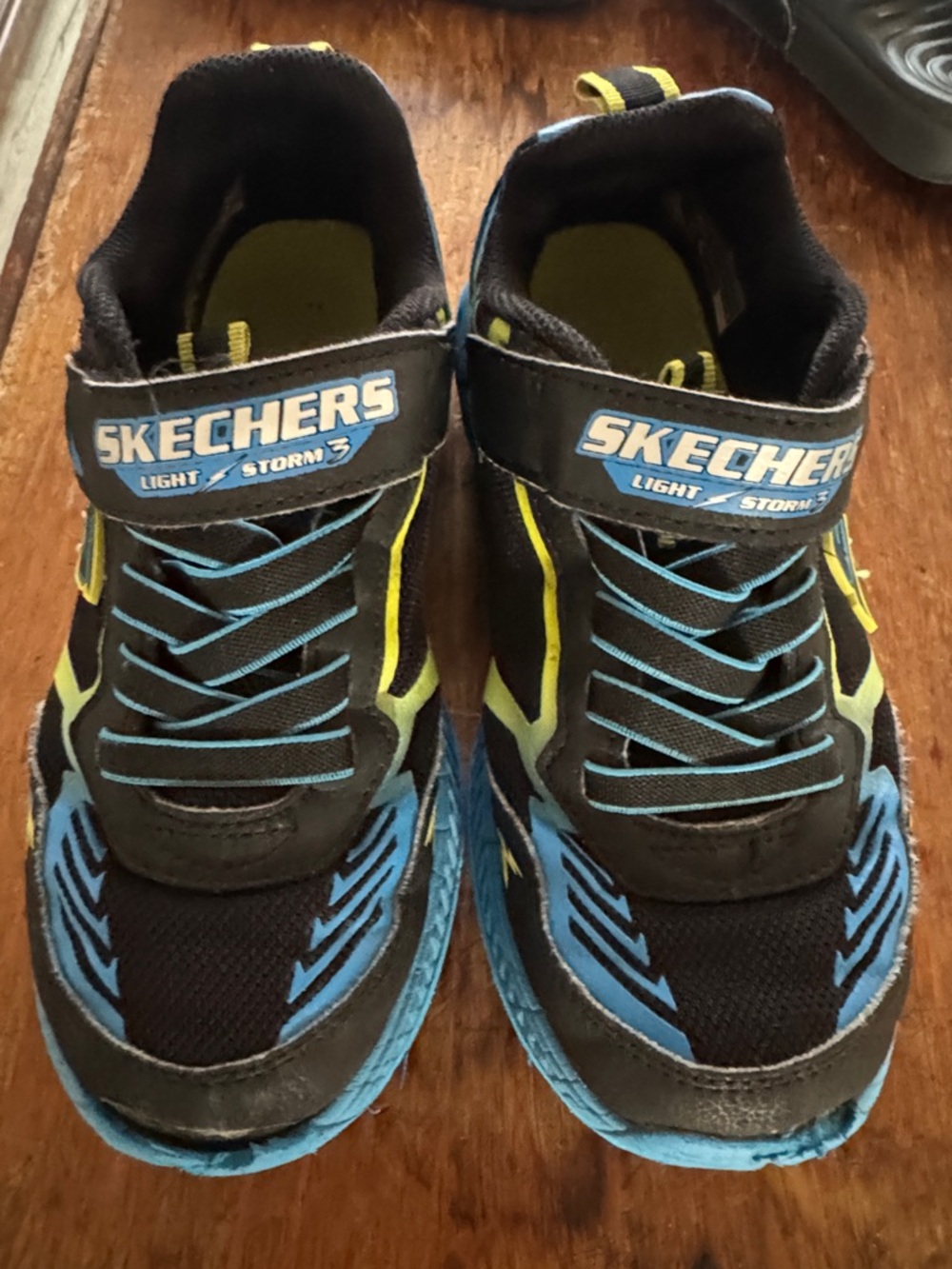 Skechers Kids Black, Blue & Neon Yellow Light-Up Sneakers